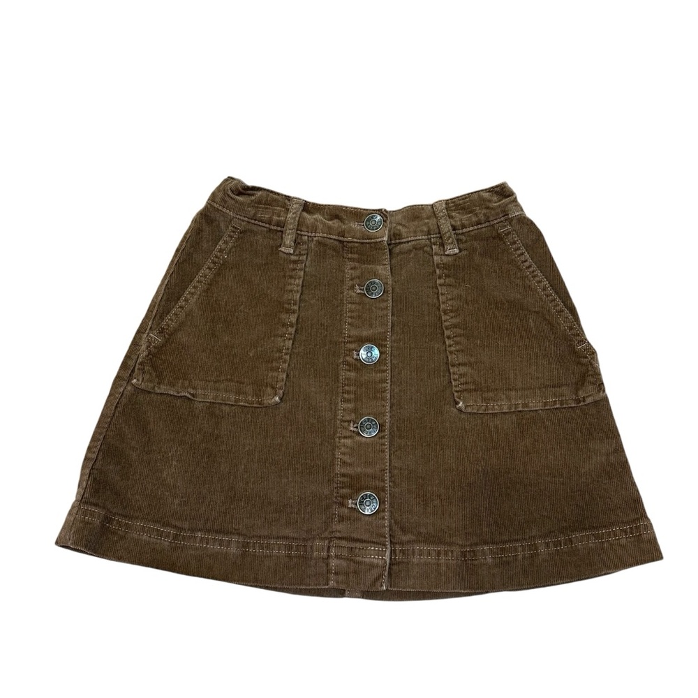 J.Crew Crewcuts Girls Brown Corduroy Button Front A-Line Skirt Size 8